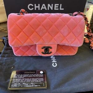 Chanel classic Mini velvet Coral